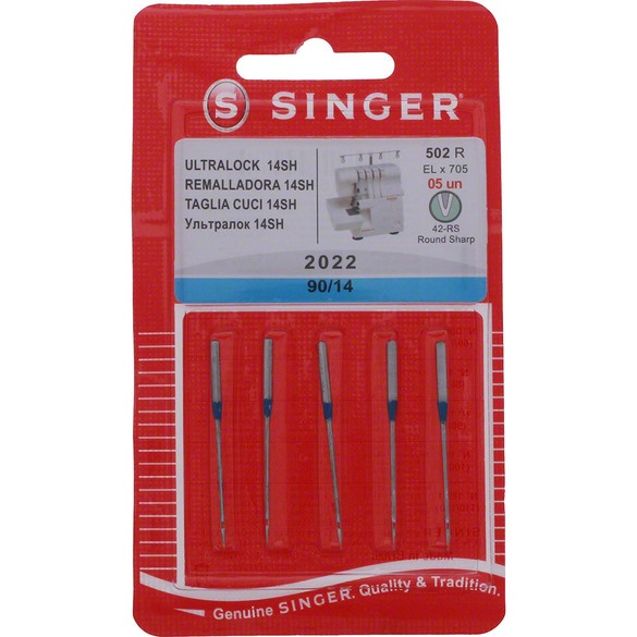 Singer Chrome ELX705 Overlock Needle 5 Pack Size 90/14